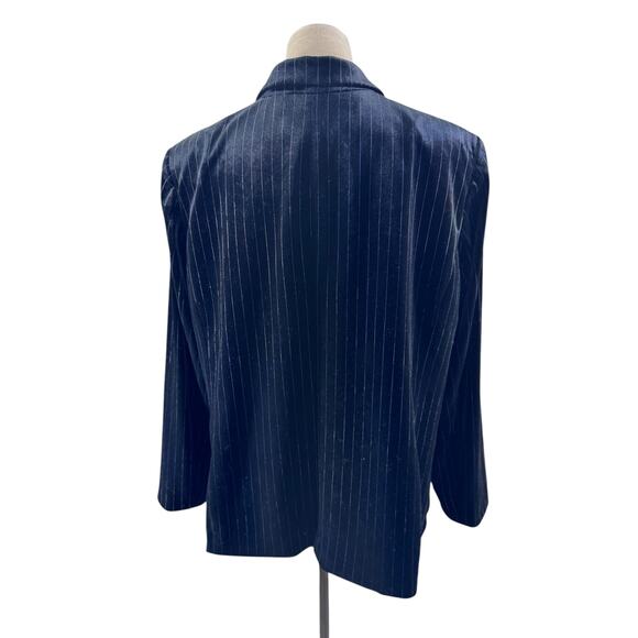 "Tahari" Black Pinstripe Velvet Womens Blazer/Cardigan,Vintage,Y2K,Goth,Romance - Picture 3 of 11